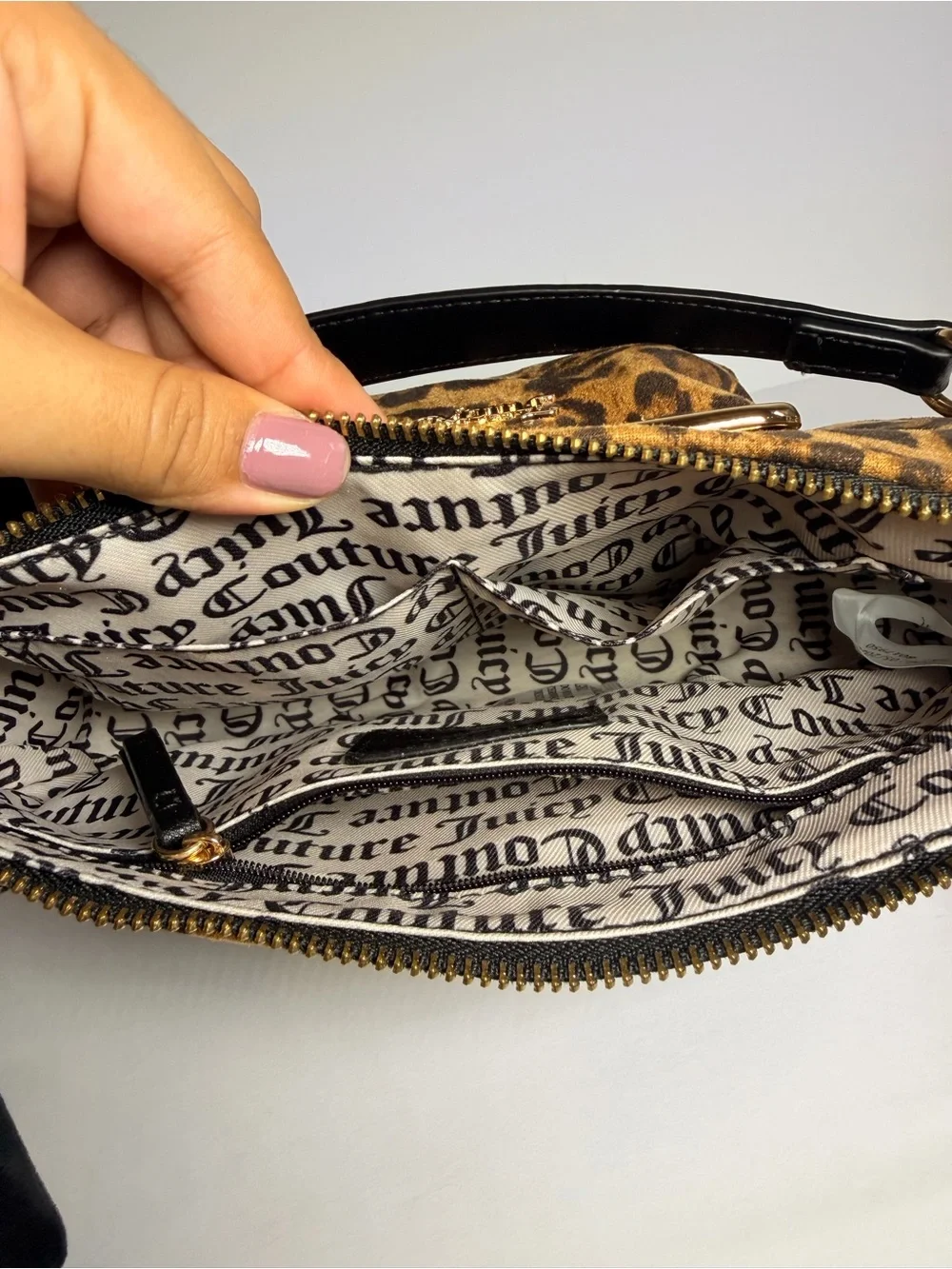 Juicy Couture Leopard-Print Shoulder Bag with Black Bow